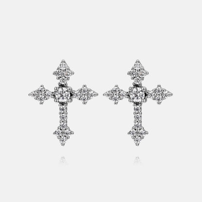 Moissanite Cross Earrings