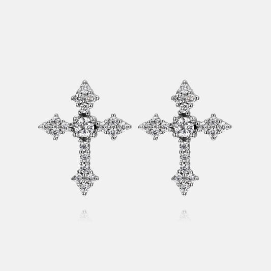 Moissanite Cross Earrings