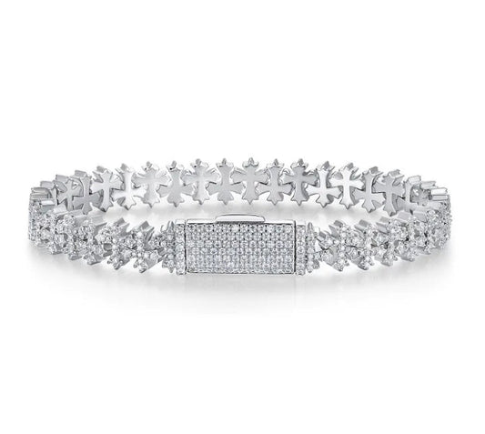 Moissanite Cross Cuban Link Bracelet