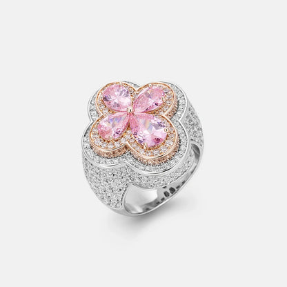 Moissanite Pink Clover Ring