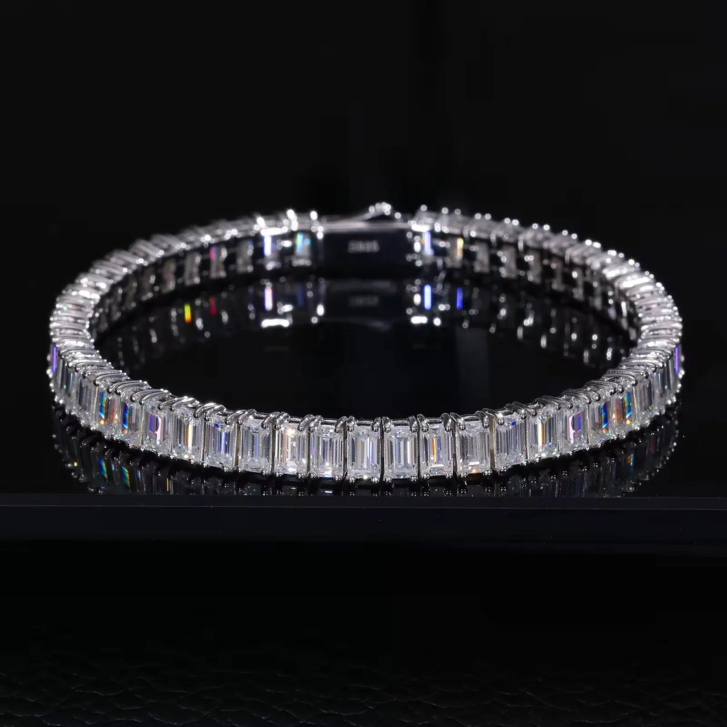 Moissanite Baguette Tennis Bracelet