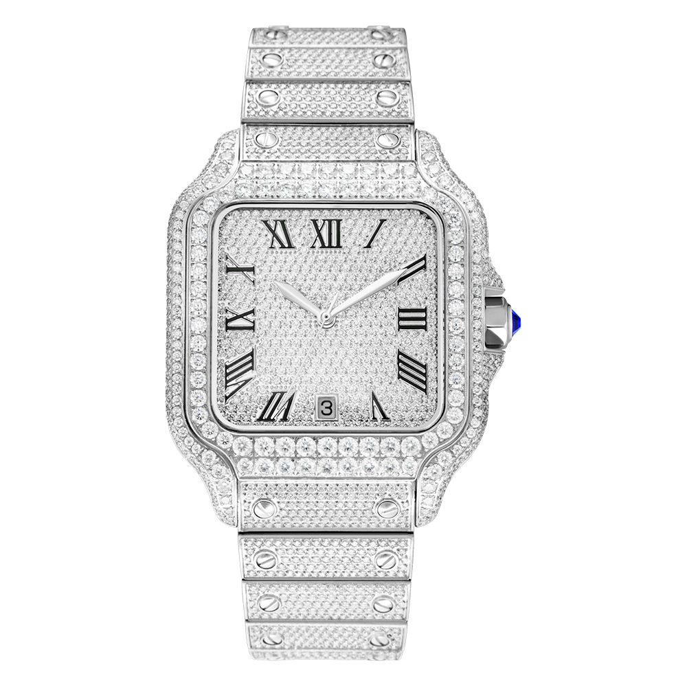Moissanite Diamond Square Watch - 40mm