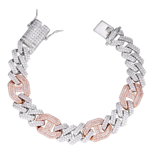 Moissanite Two-Tone Mariner Link Bracelet