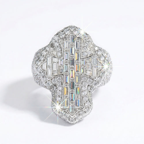 Moissanite Cross Ring