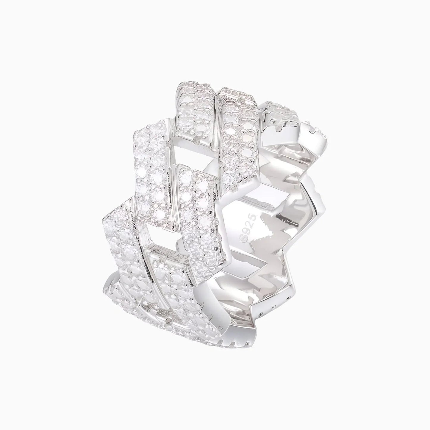 Moissanite Cuban Link Ring