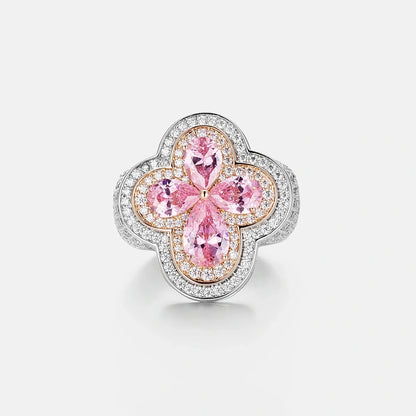 Moissanite Pink Clover Ring